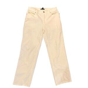 Eileen Fisher Sz 6 Cotton Stretch Corduroy Straight Leg Ankle Pant Soft White